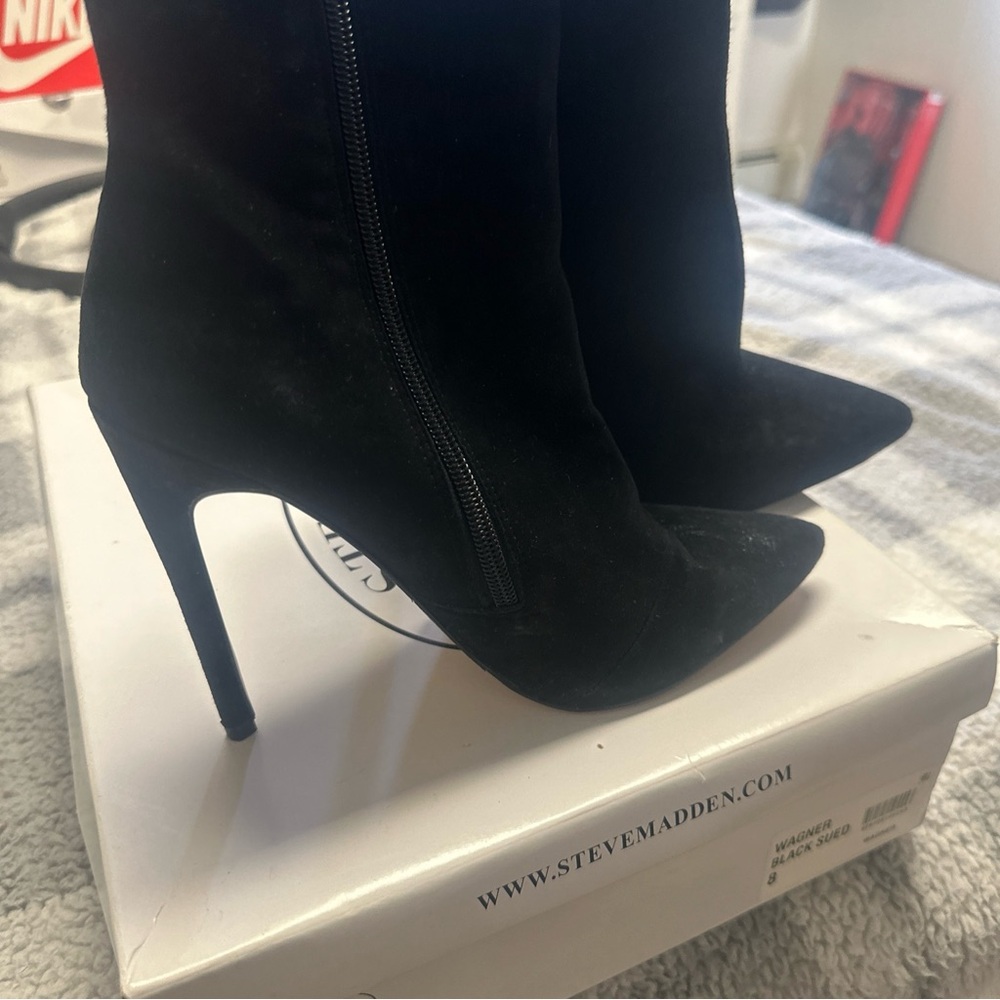 Steve Madden Black Heeled Boots with Stiletto Heel and Pointed Toe
